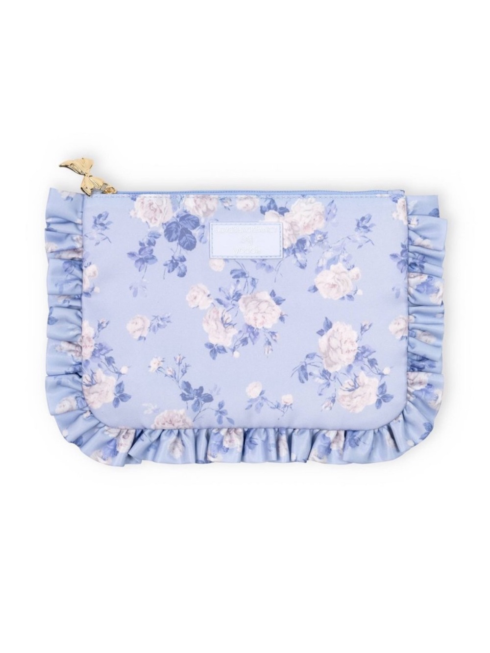 NWT LoveShackFancy x Target Yoobi Everblooming Rosettes Flat Zip Pencil Case 🩵
